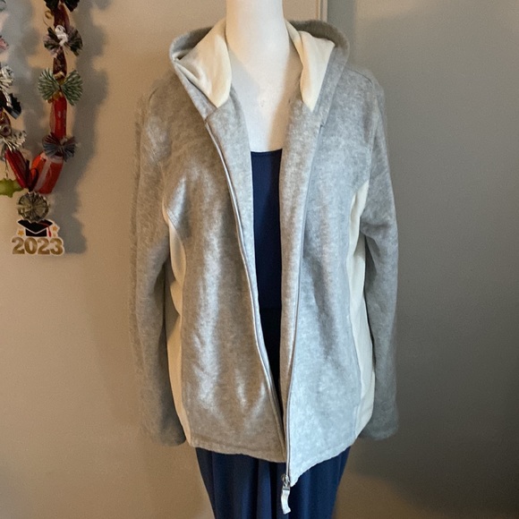 Pacer Women’s Zip Up Mixed Material Colorblock Velour and Sweatshirt Jacket - Picture 7 of 7
